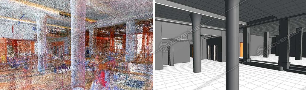 The 3d model of a hotel building from point cloud scan